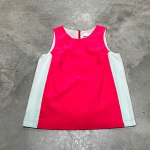 Amanda Uprichard brand Pink n white 100% silk‎ lined top / Size S /E-18